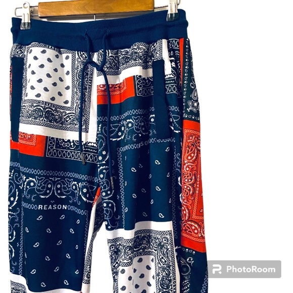 Reason Bandana Red, White & Blue Style Drawstring Joggers Size Small. - Picture 2 of 6